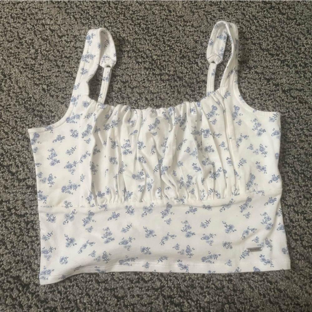 Floral White and Blue Women's Top